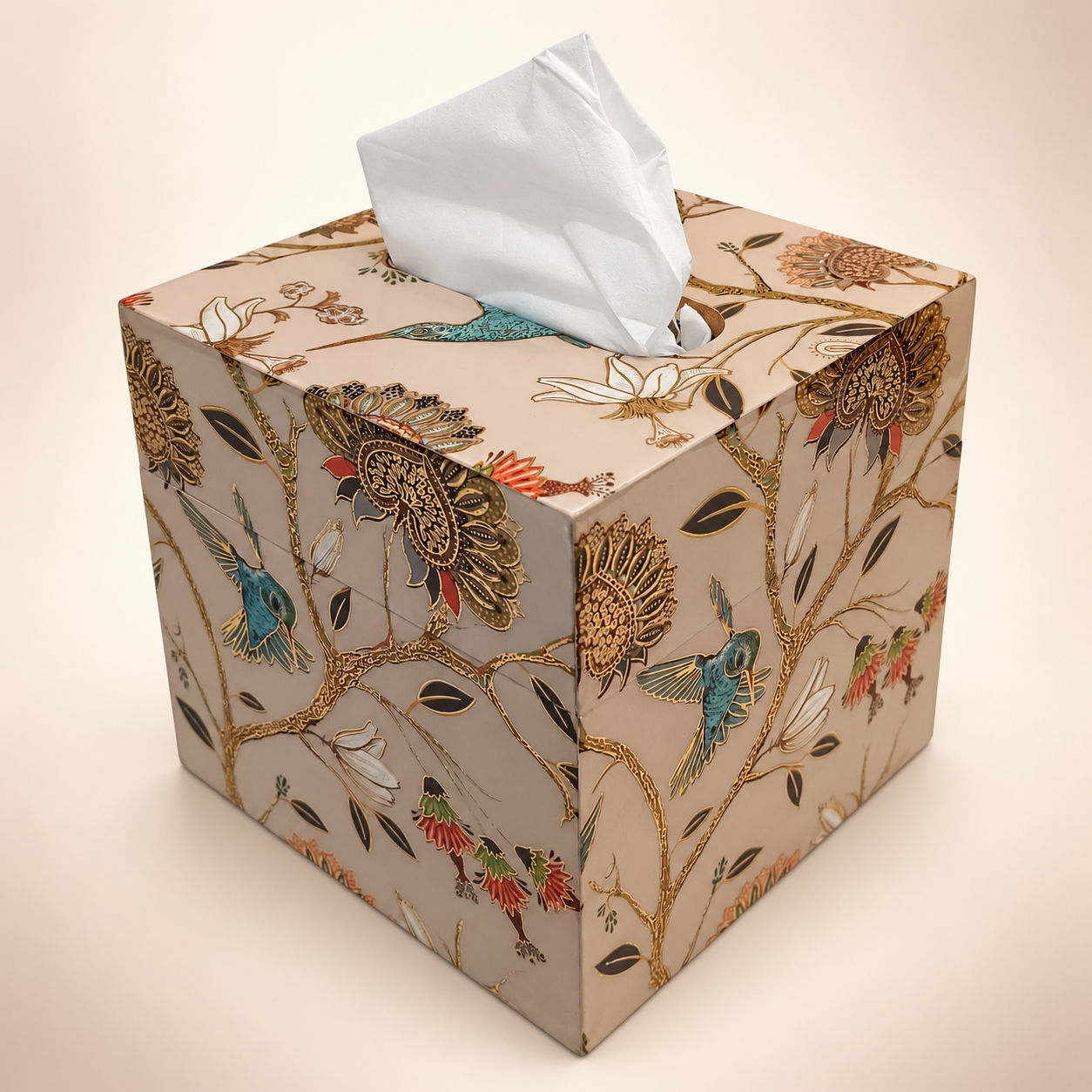  Luxury Designer Bird Design Square Resin Tissue Box 