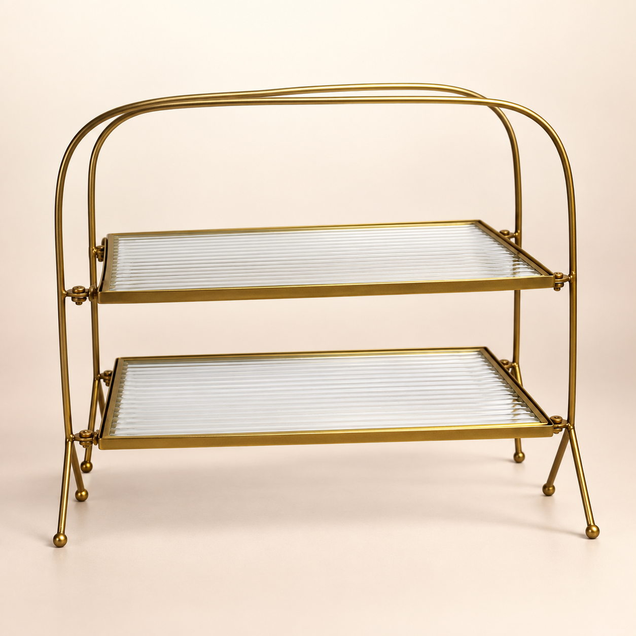  Premium Metal Double Tray, Double Holder Serving Food Platter Serving 