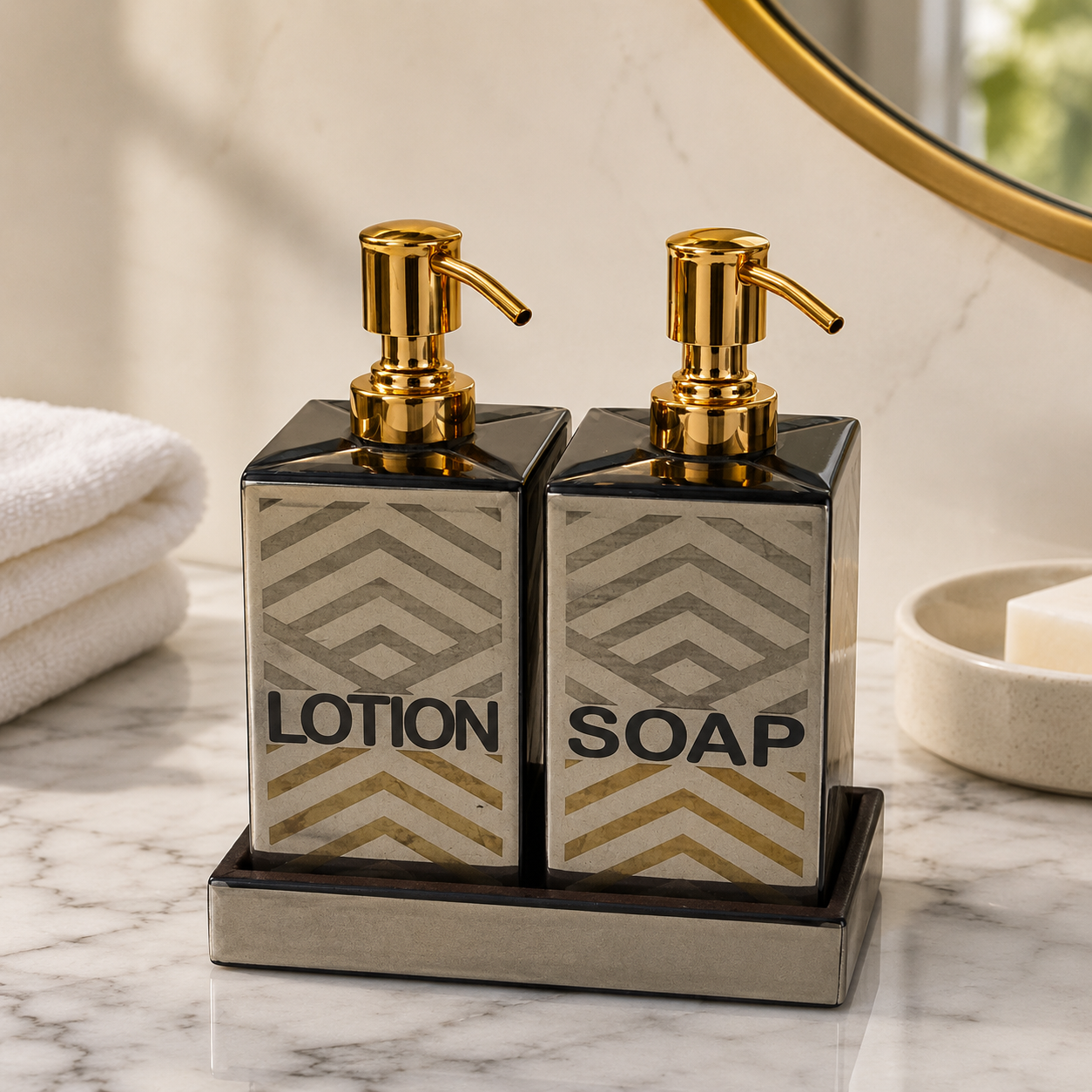  Three-Piece Lotion and Soap Dispenser Set for Modern Bathrooms 
