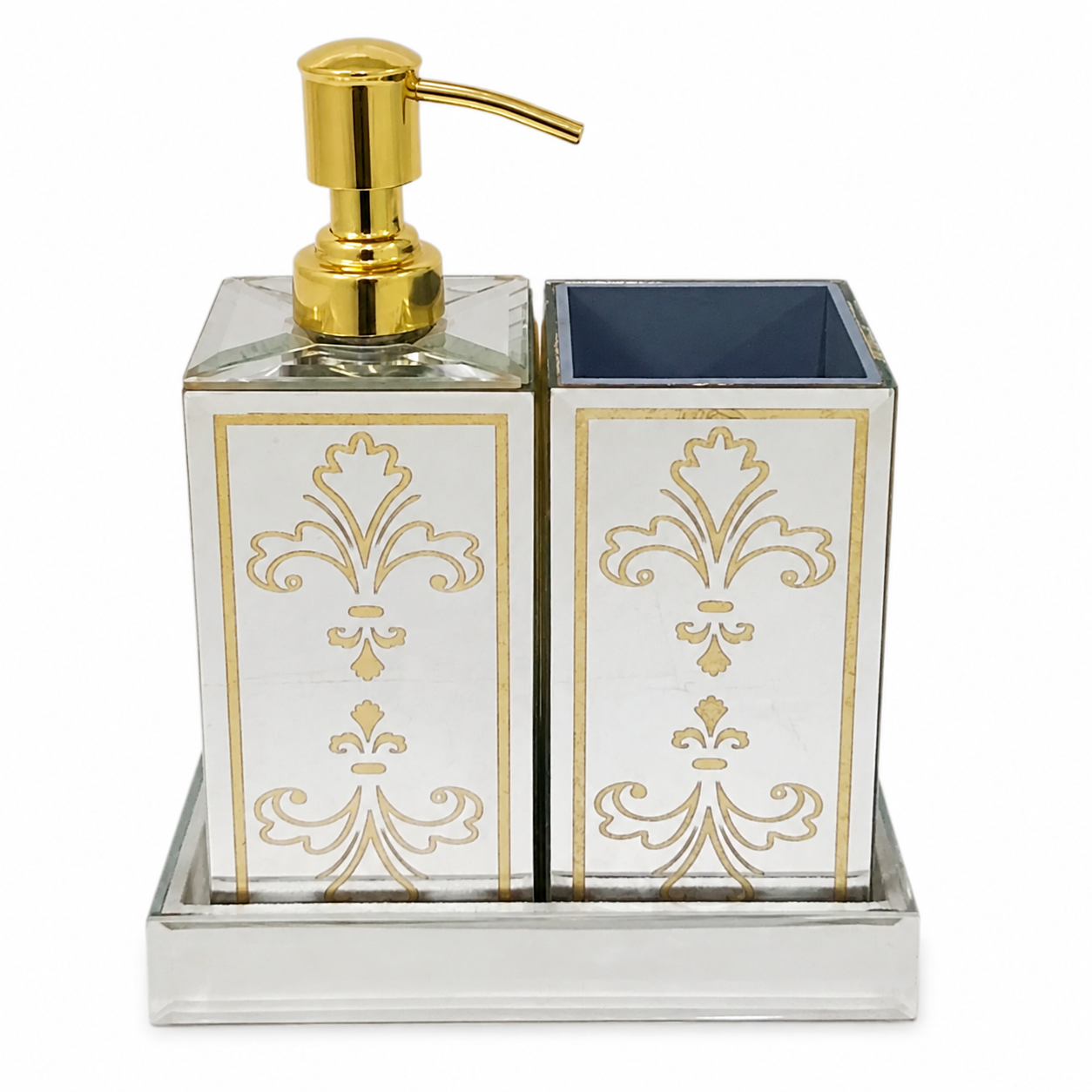  3-Pieces Modern White Golden Bathroom Accessory Set 