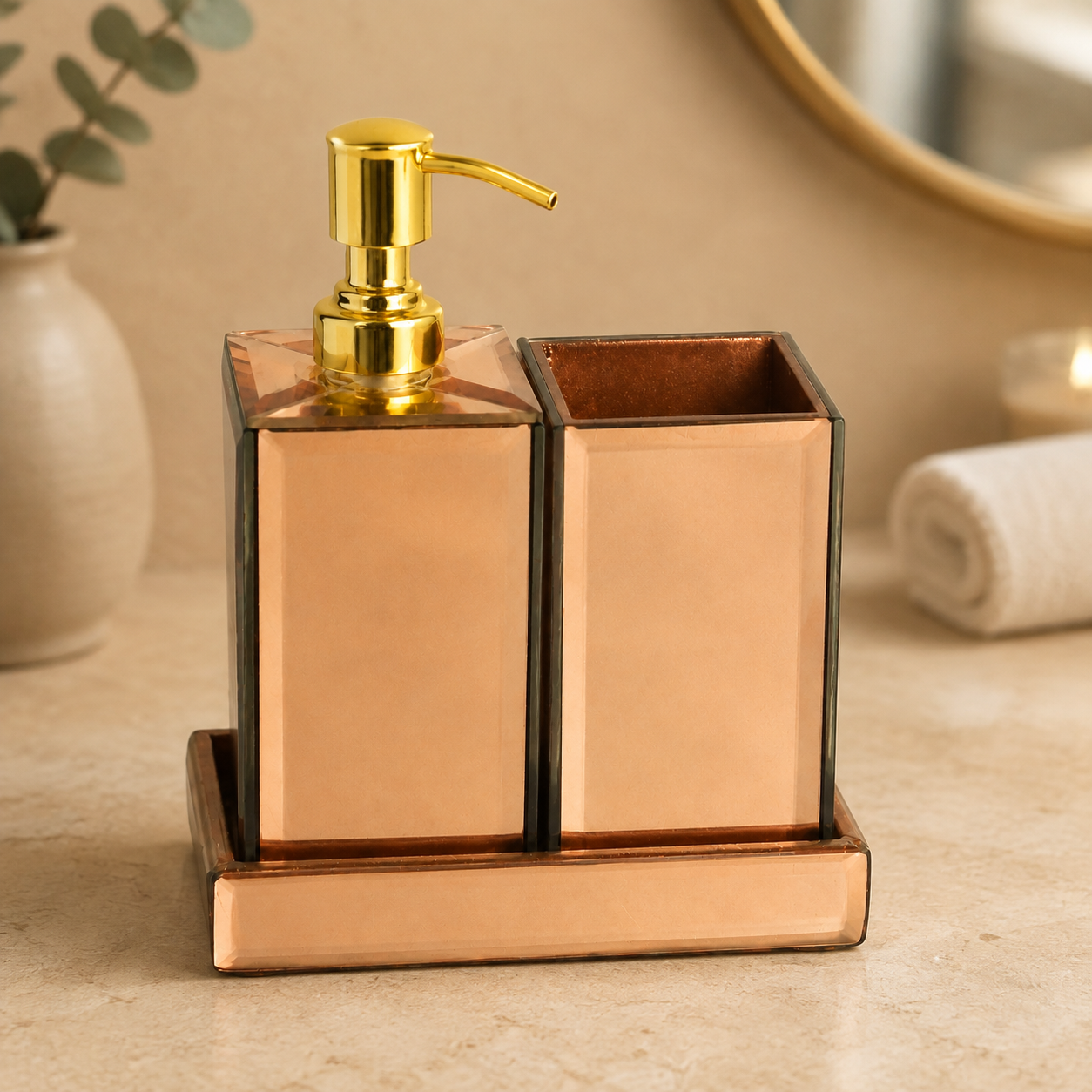  Two-Pieces Rose Gold Bathroom Set for Modern Bathrooms 