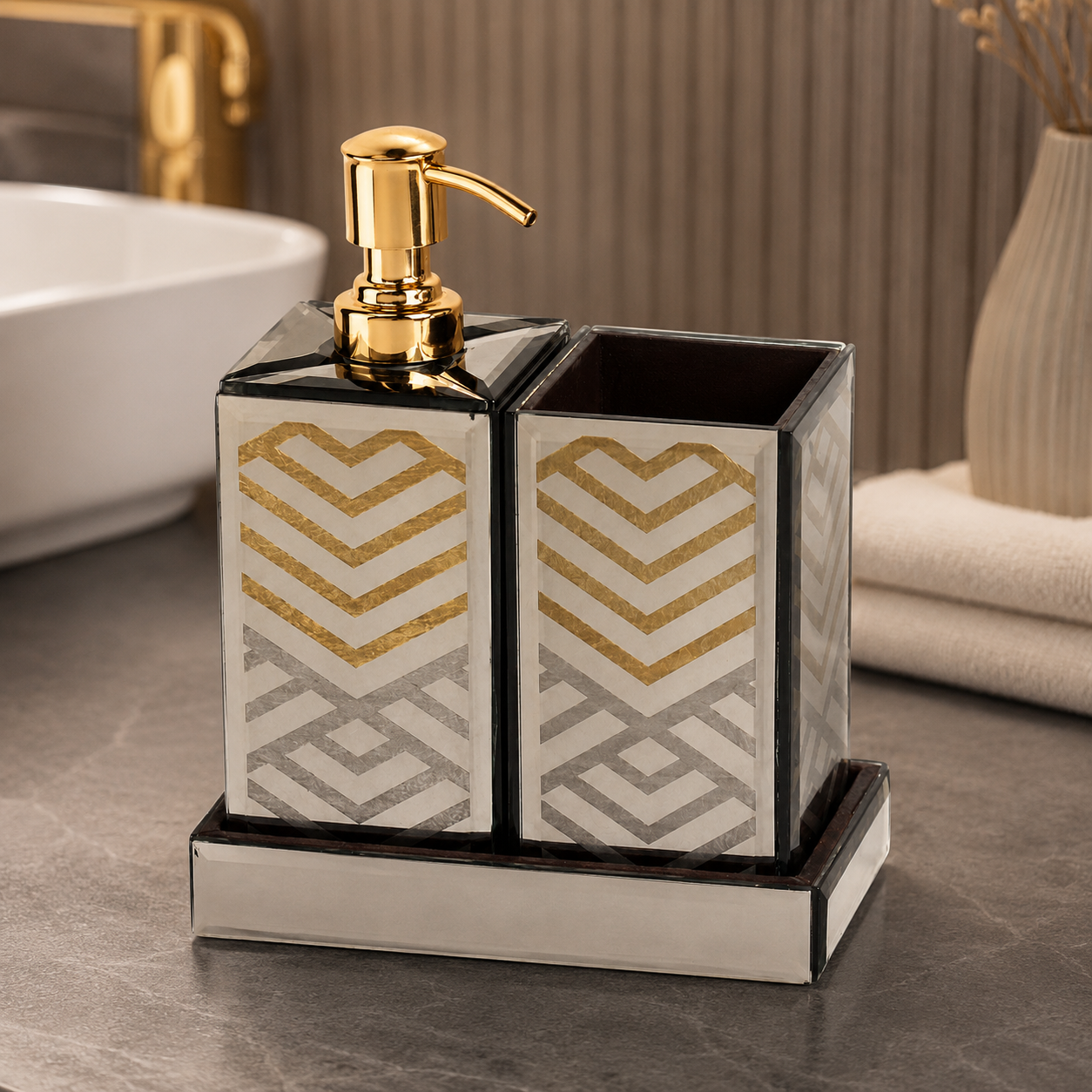  Two-Pieces Brown Bathroom Set for Modern Bathrooms 