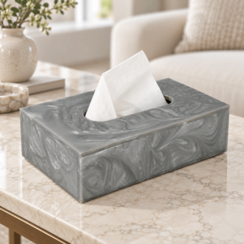 Premium Grey Resin Dining Tissue Box