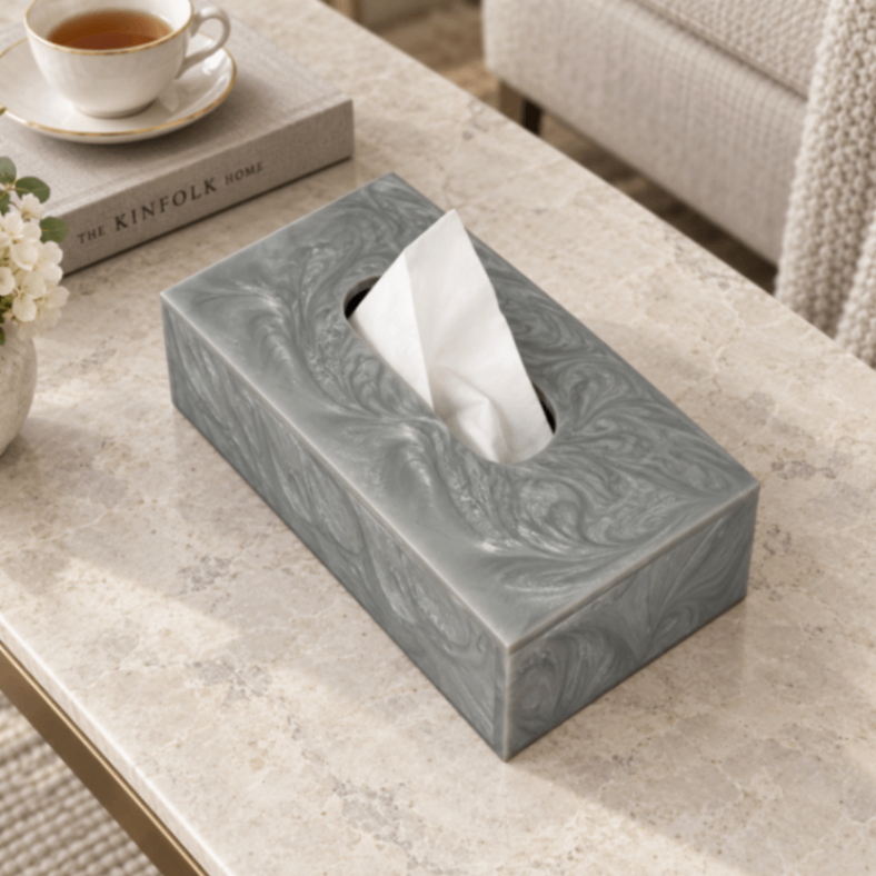 Premium Grey Resin Dining Tissue Box