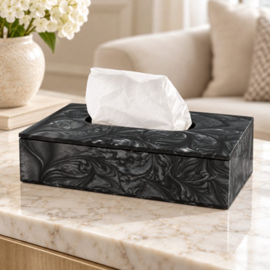 Luxury Black Resin Dining Tissue Box