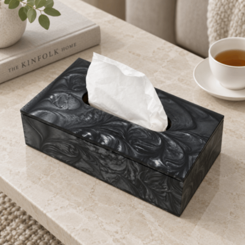 Luxury Black Resin Dining Tissue Box