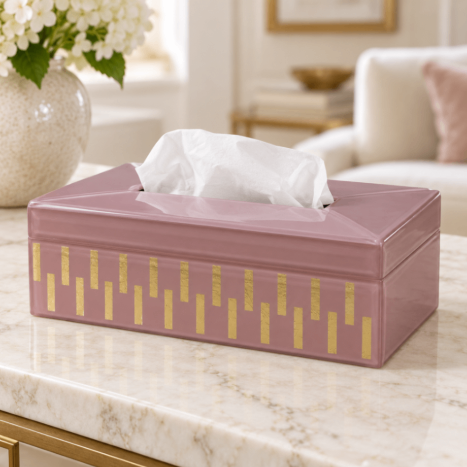 Luxury Decorative Pink Glass Dining Tissue Box