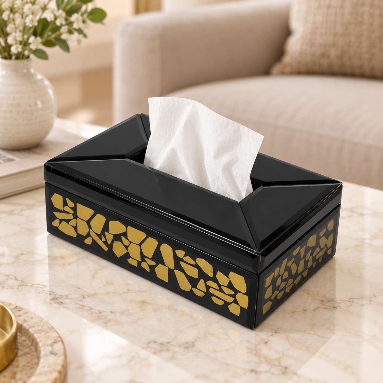  Luxury Designer Glass Dining Tissue Box 
