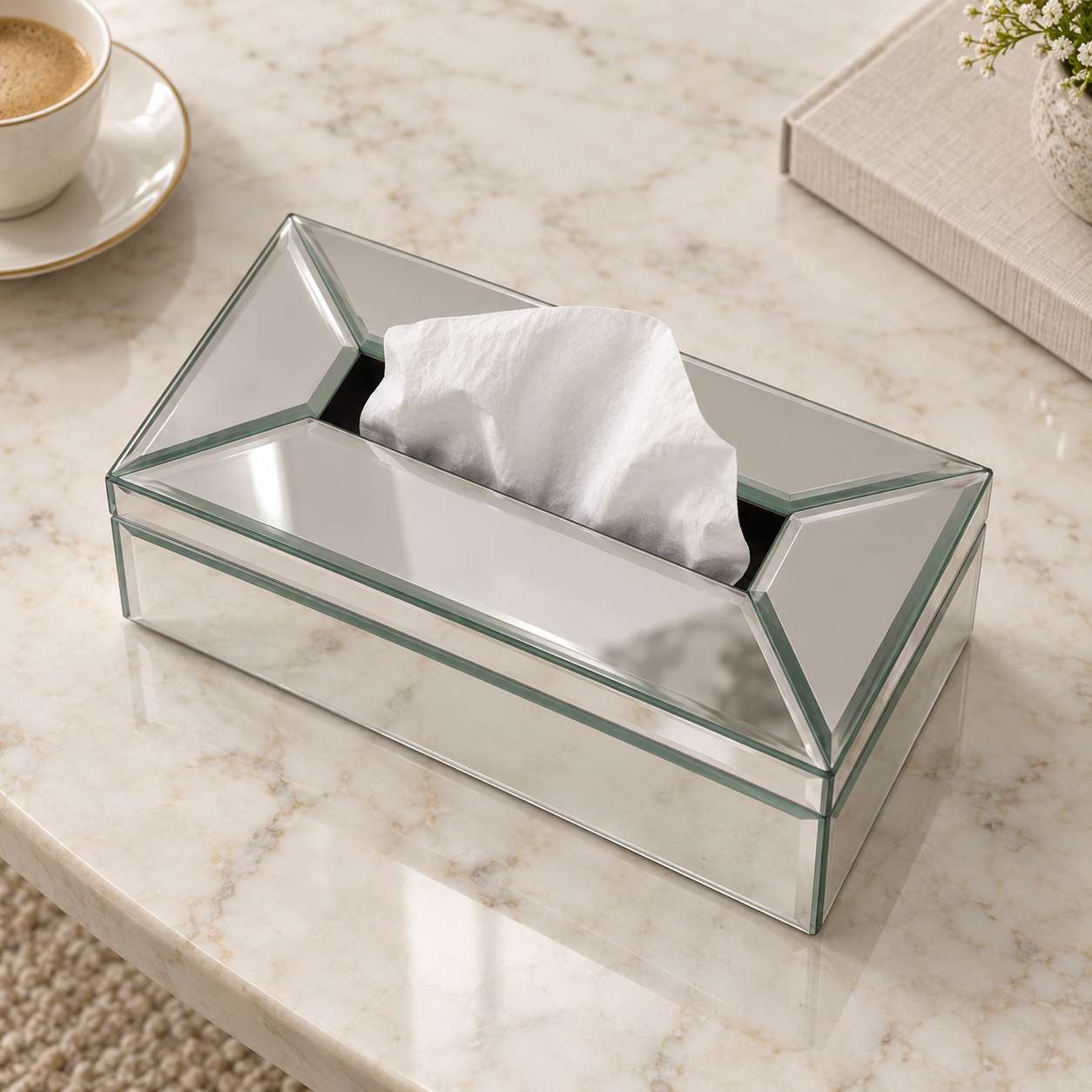 Luxury Silver Glass Dining Tissue Box