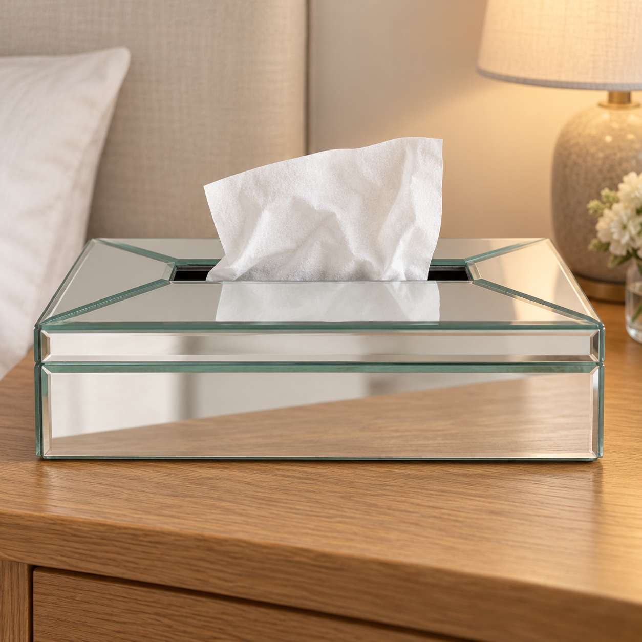 Luxury Silver Glass Dining Tissue Box