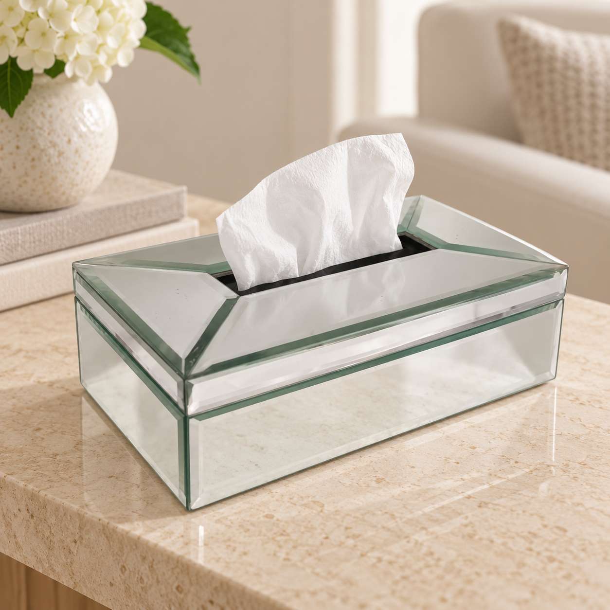 Luxury Silver Glass Dining Tissue Box