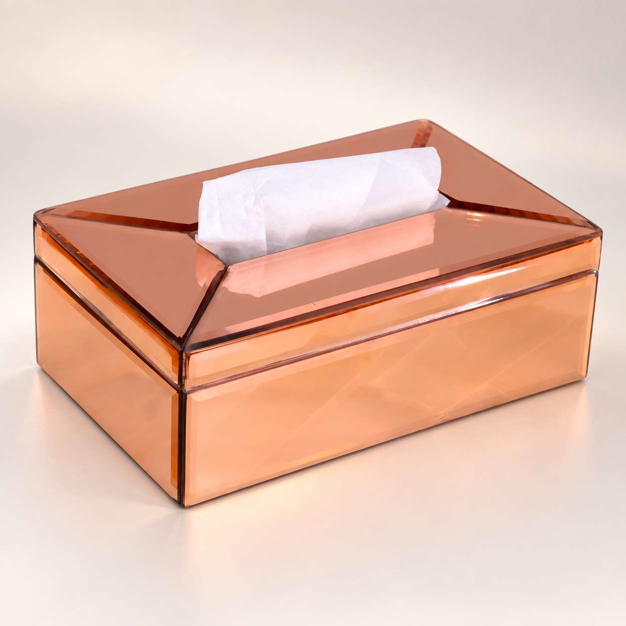  Luxury Rose Gold Glass Dining Tissue Box 