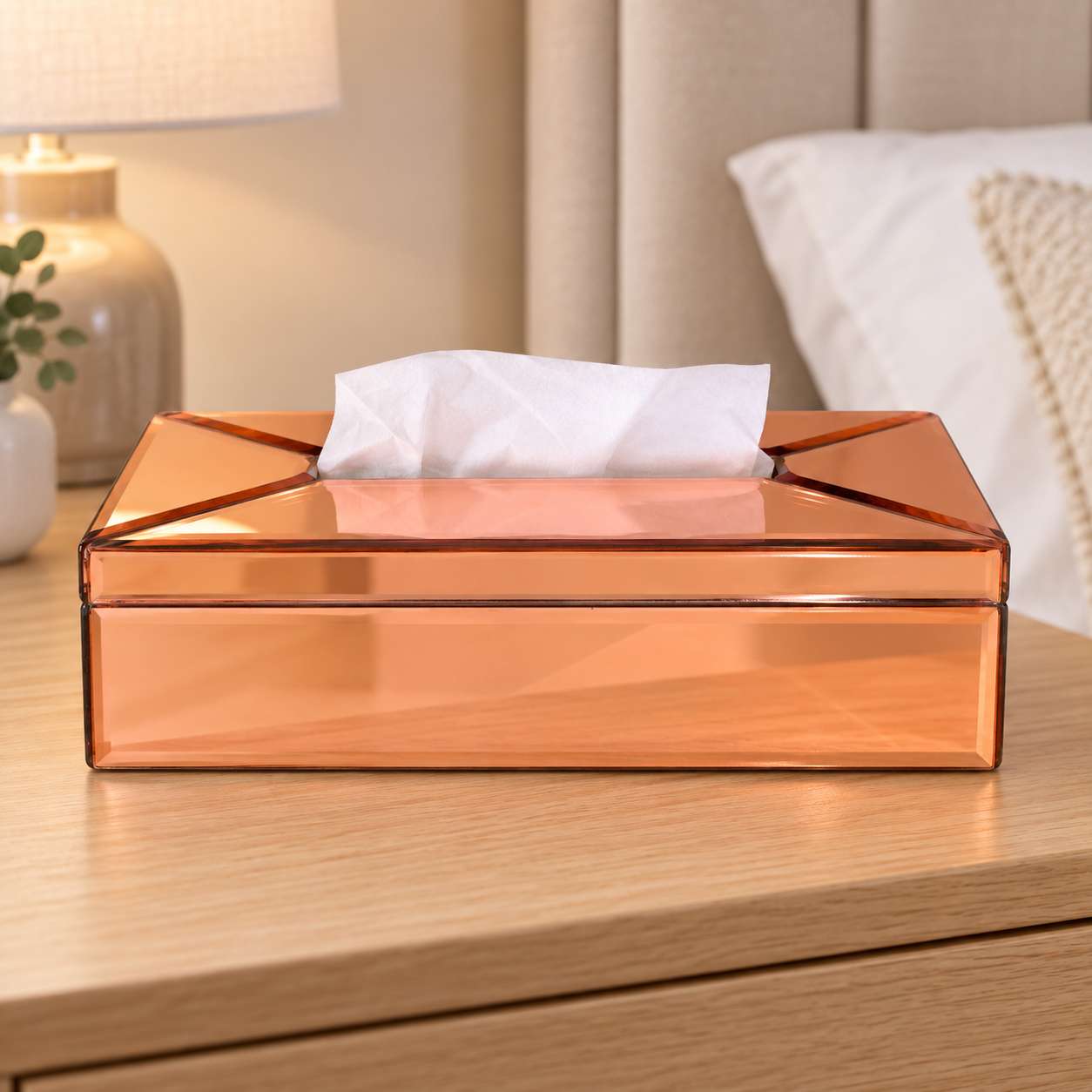 Luxury Rose Gold Glass Dining Tissue Box