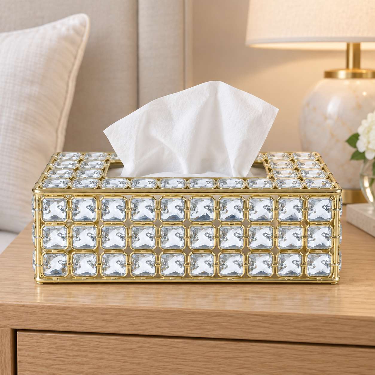 Crystals Glass Dining Tissue Box