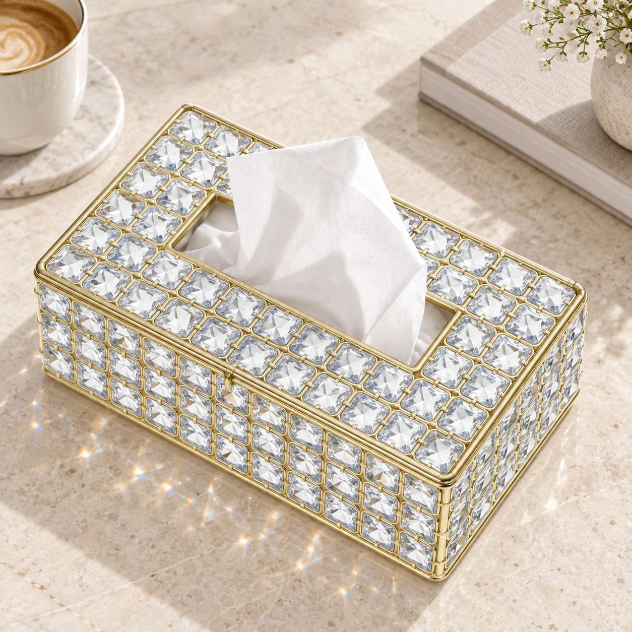 Crystals Glass Dining Tissue Box