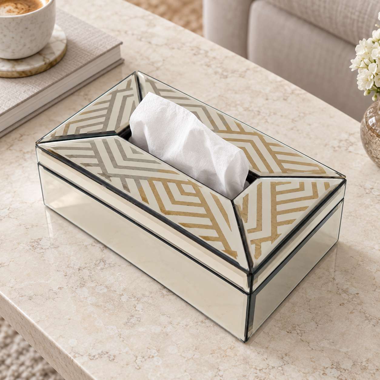 Luxury Decorative Brown Glass Dining Tissue Box