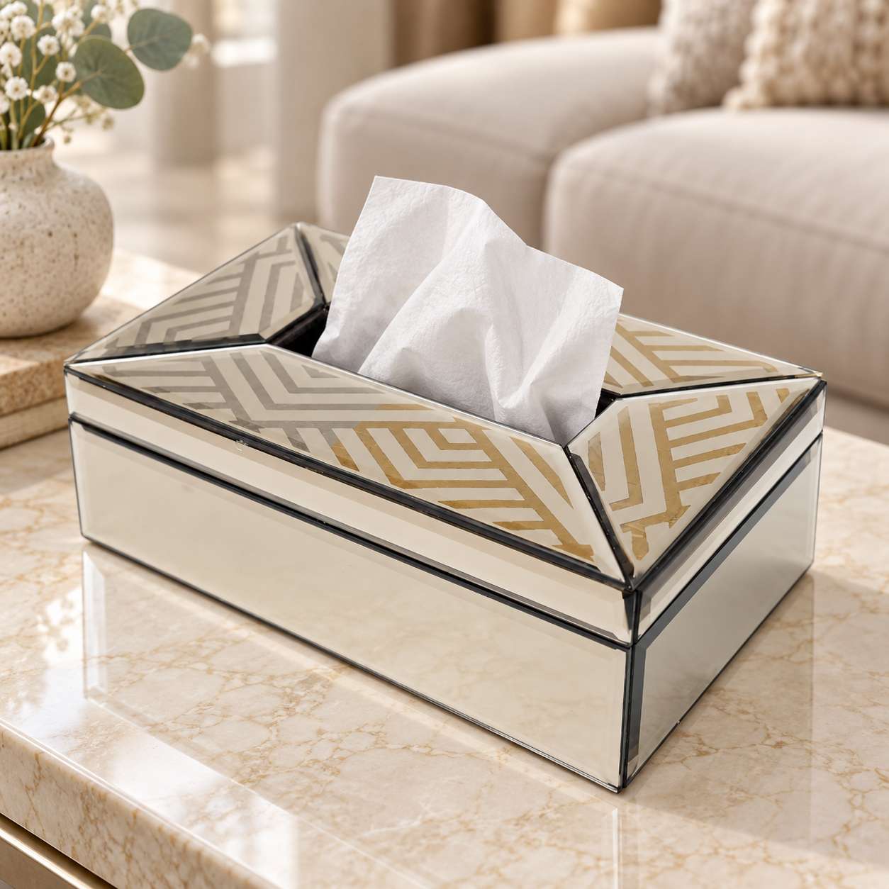 Luxury Decorative Brown Glass Dining Tissue Box