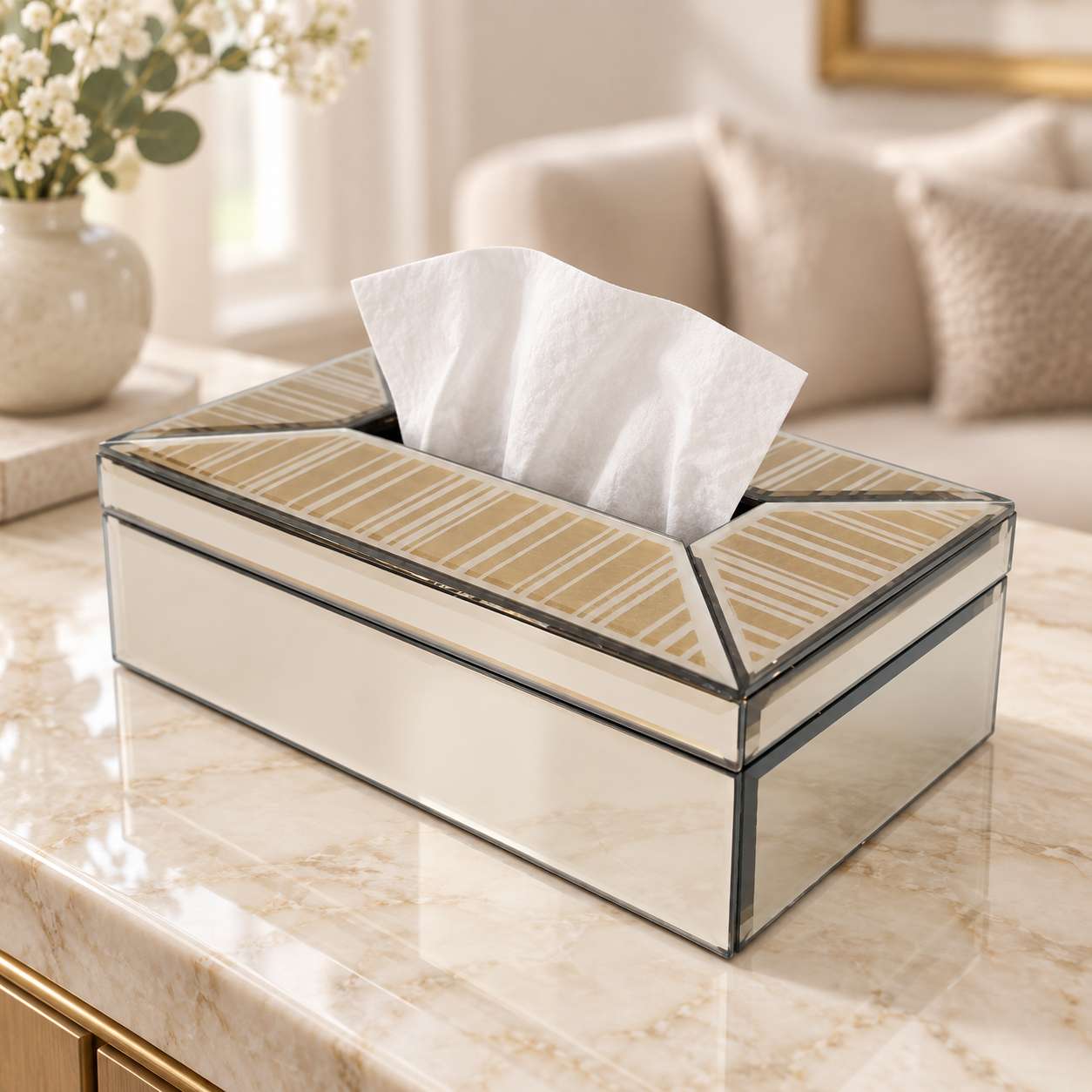 Luxury Decorative Brown Glass Dining Tissue Box