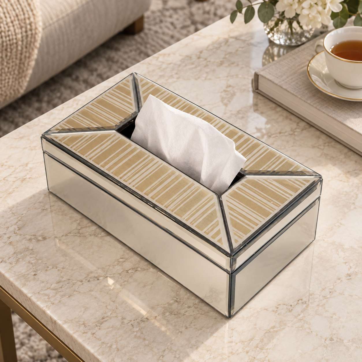 Luxury Decorative Brown Glass Dining Tissue Box