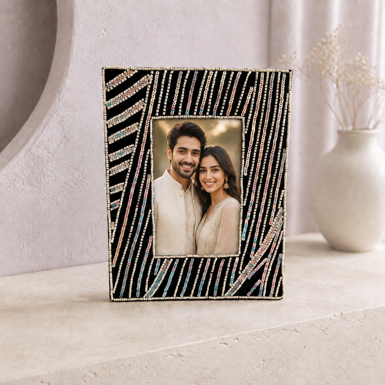 Artisan Hand-Beaded Photo Frame (5" x 7")