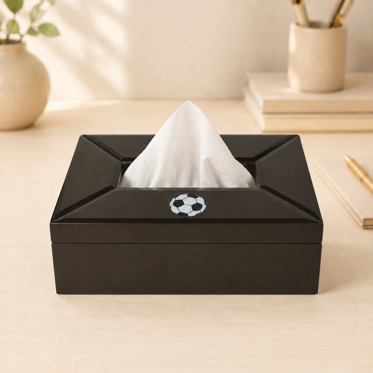 Football Design Brown Tissue Box Holder