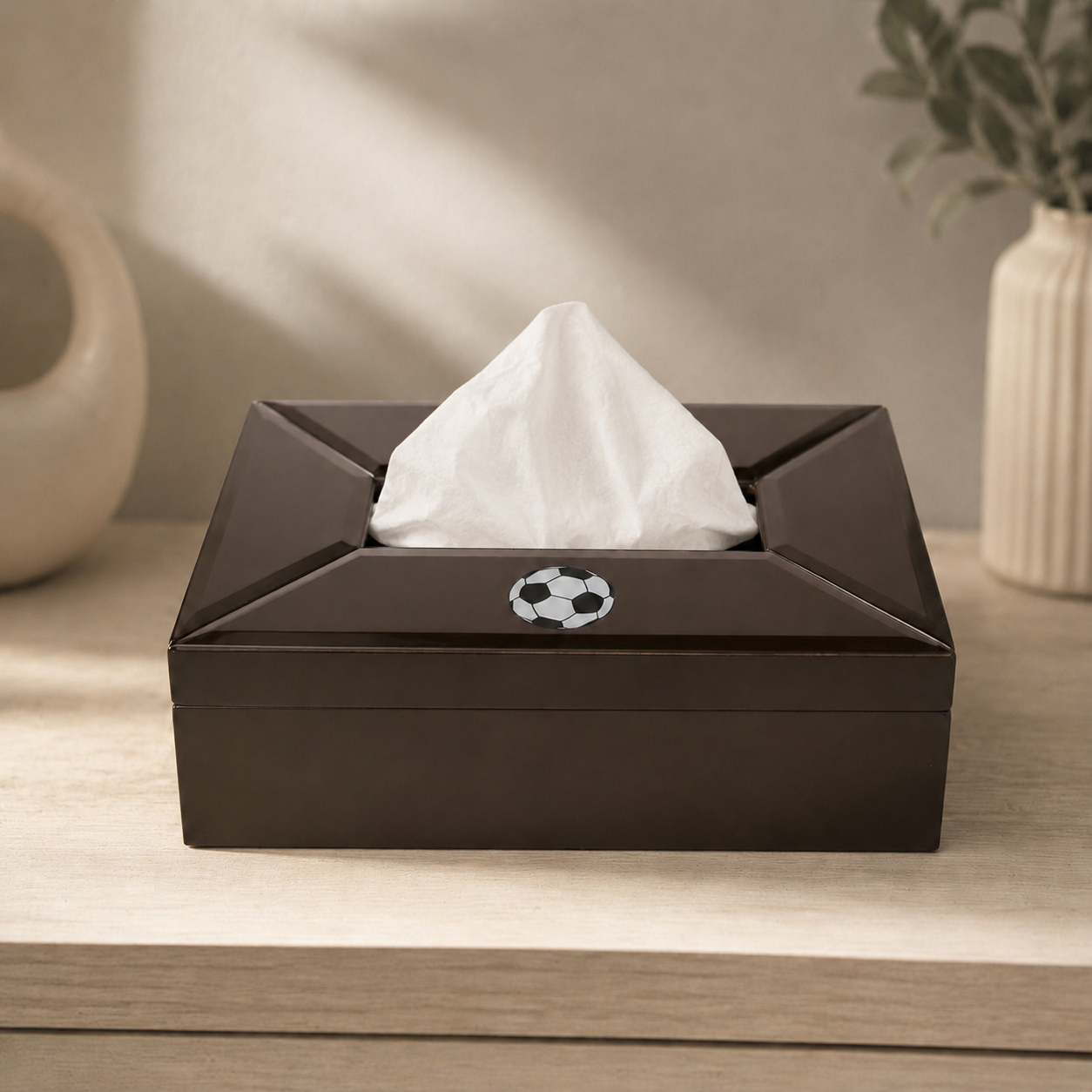 Football Design Brown Tissue Box Holder