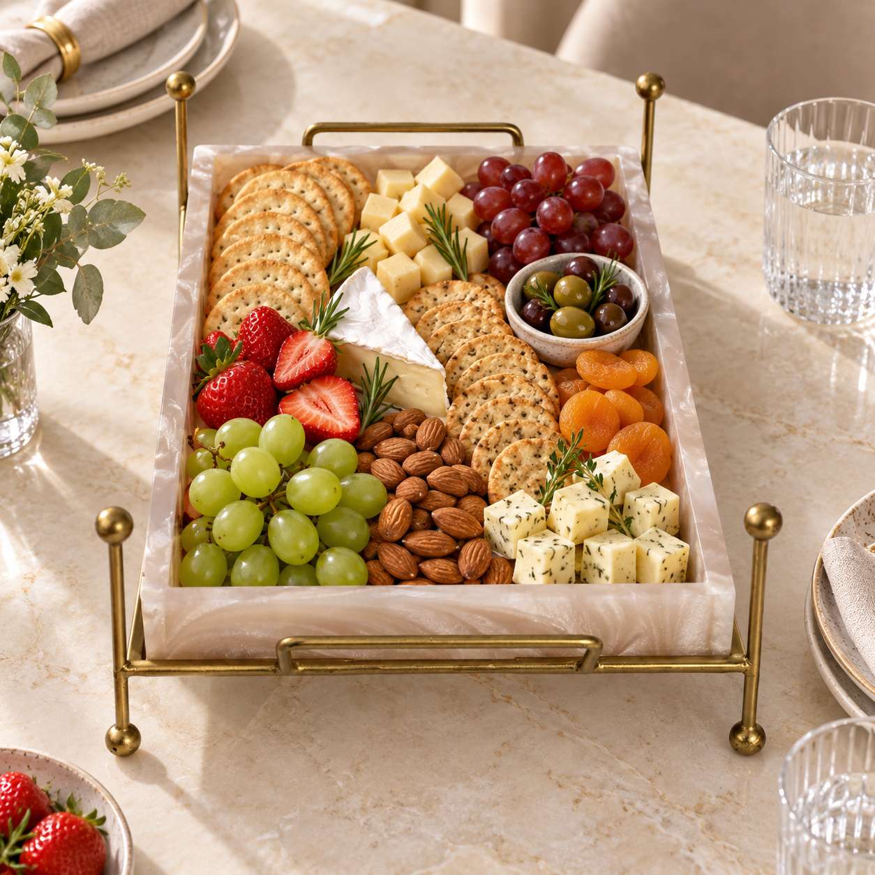 Premium Metal Cradle Serving Food Platter