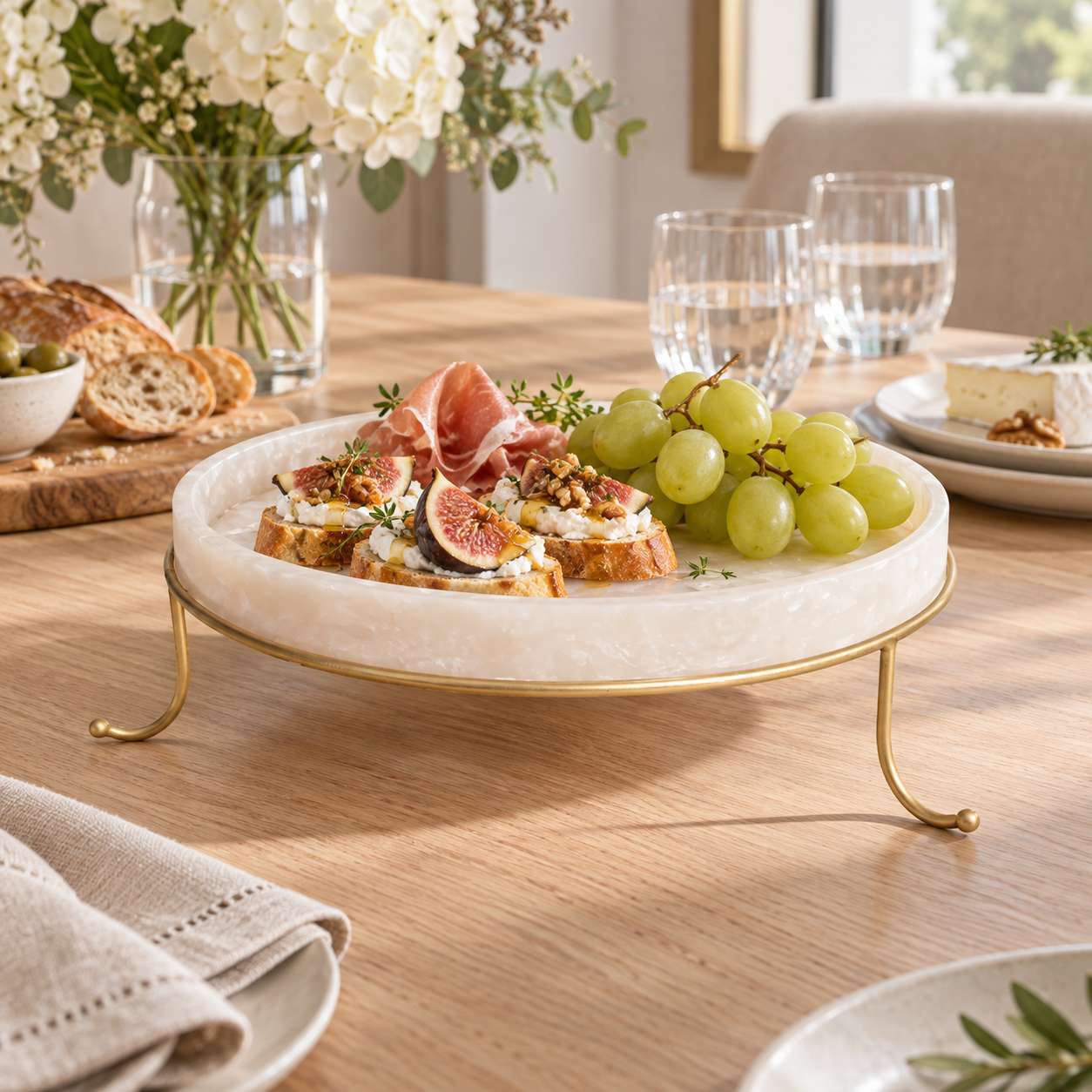  Metal Serving Food Platter with Dark Ivory Tray 