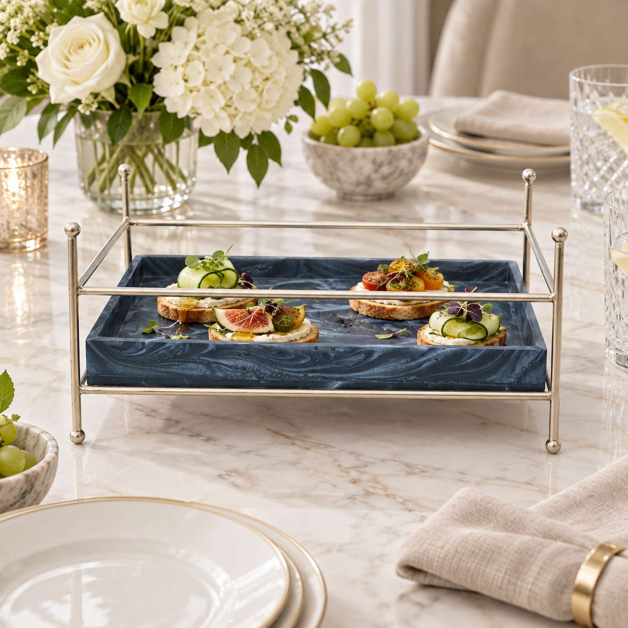 Stylish Metal Serving Food Platter
