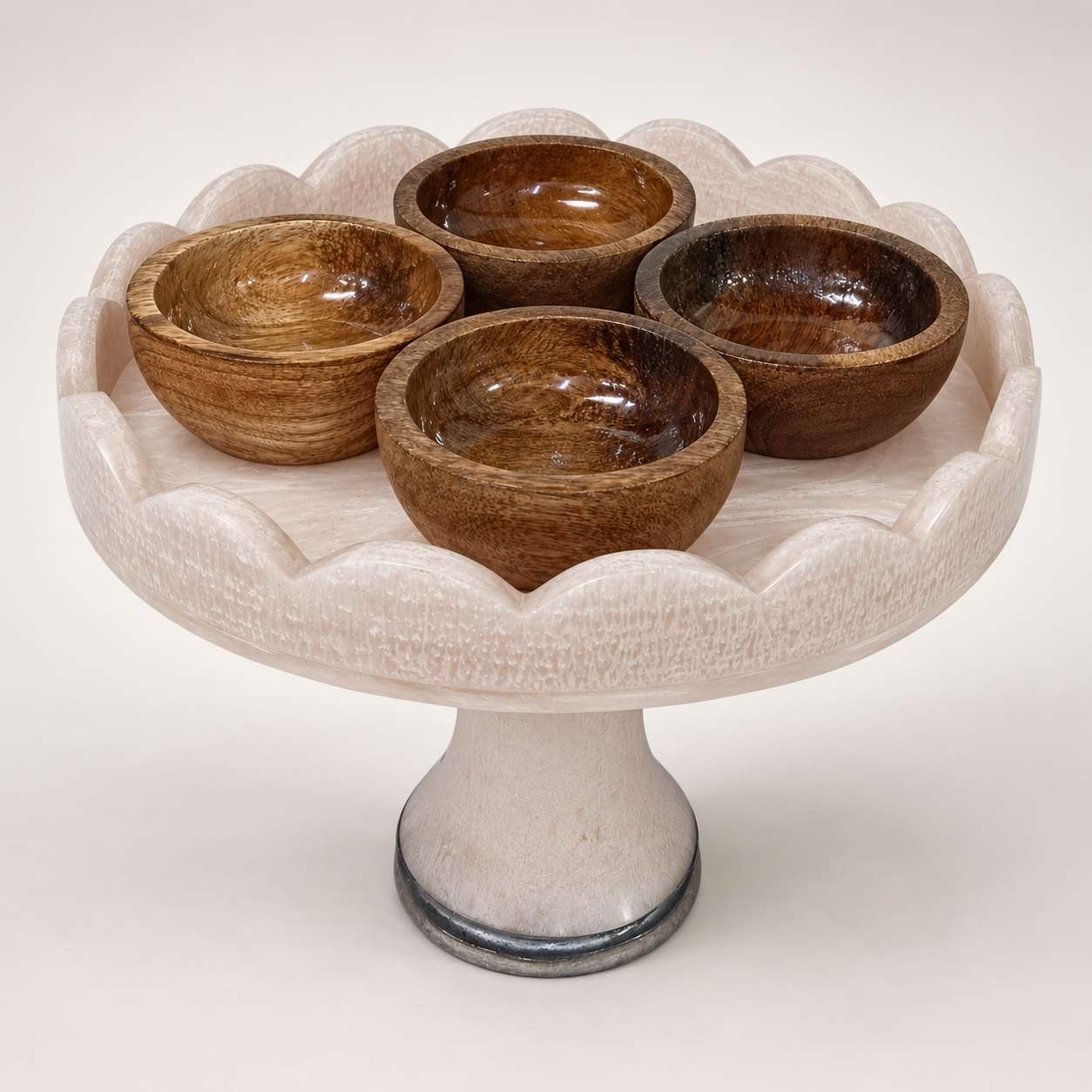  Multipurpose Food Platter Handcrafted Revolving Resin Tray With Wooden Bowl 