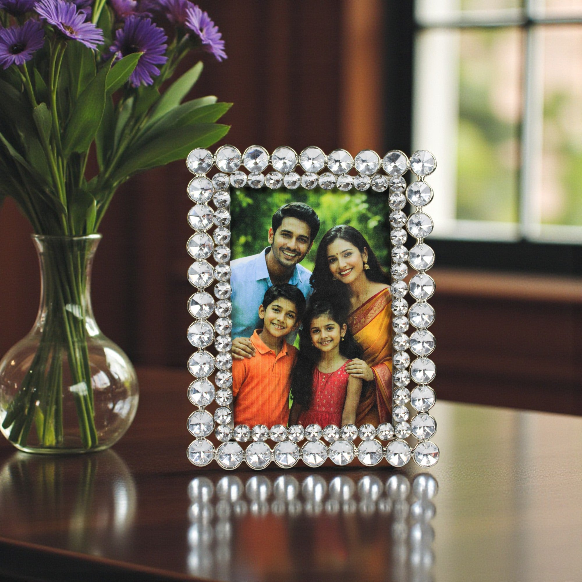 Diamond Beaded Handcrafted Photo Frame for Wall Decor