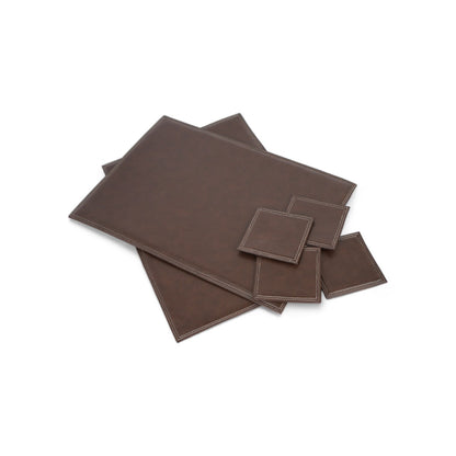 Set of 2 Pcs Brown Leatherette Placemat