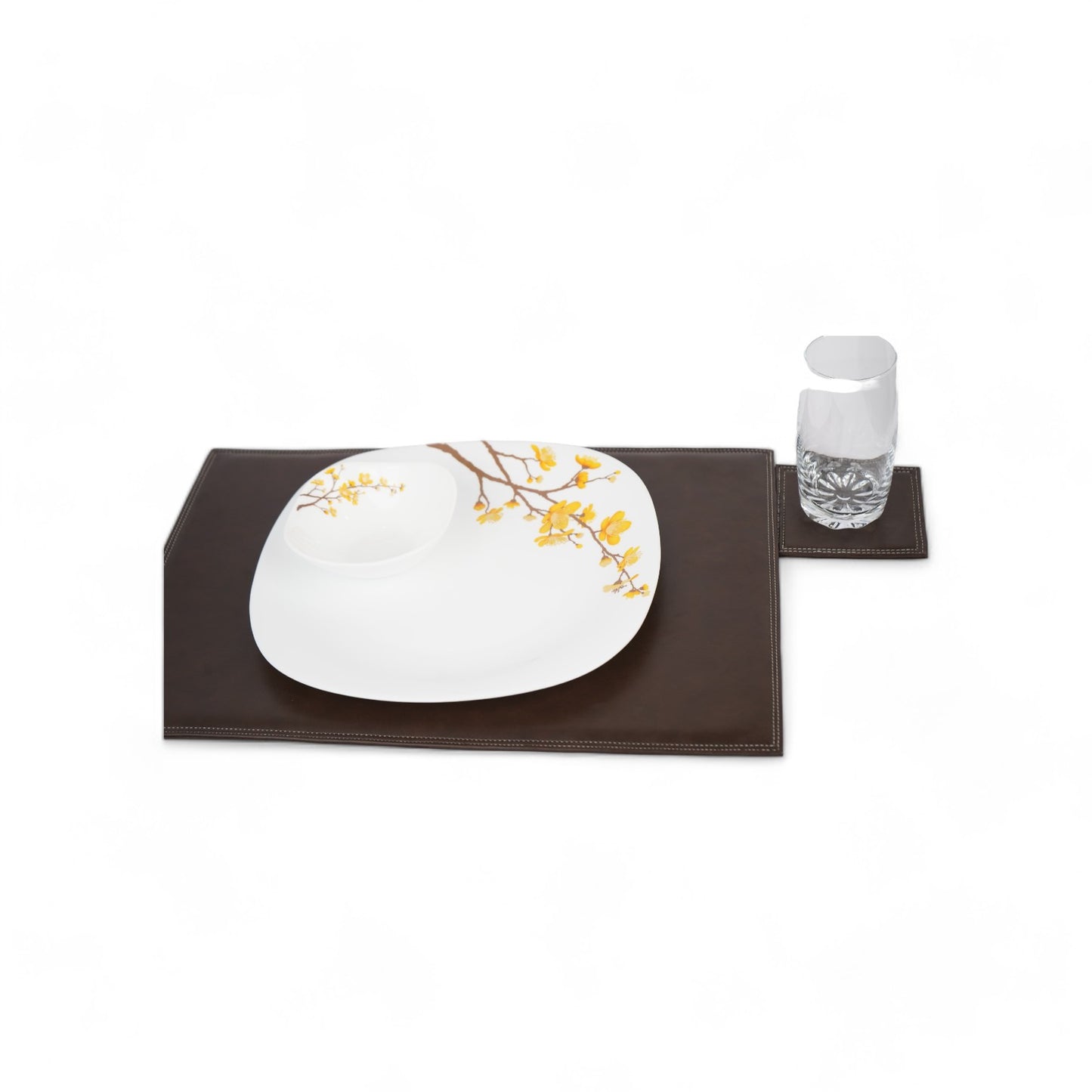 Set of 2 Pcs Brown Leatherette Placemat