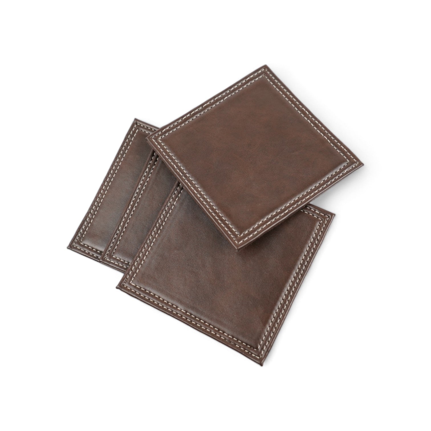 Brown Leatherite Coaster set of Four