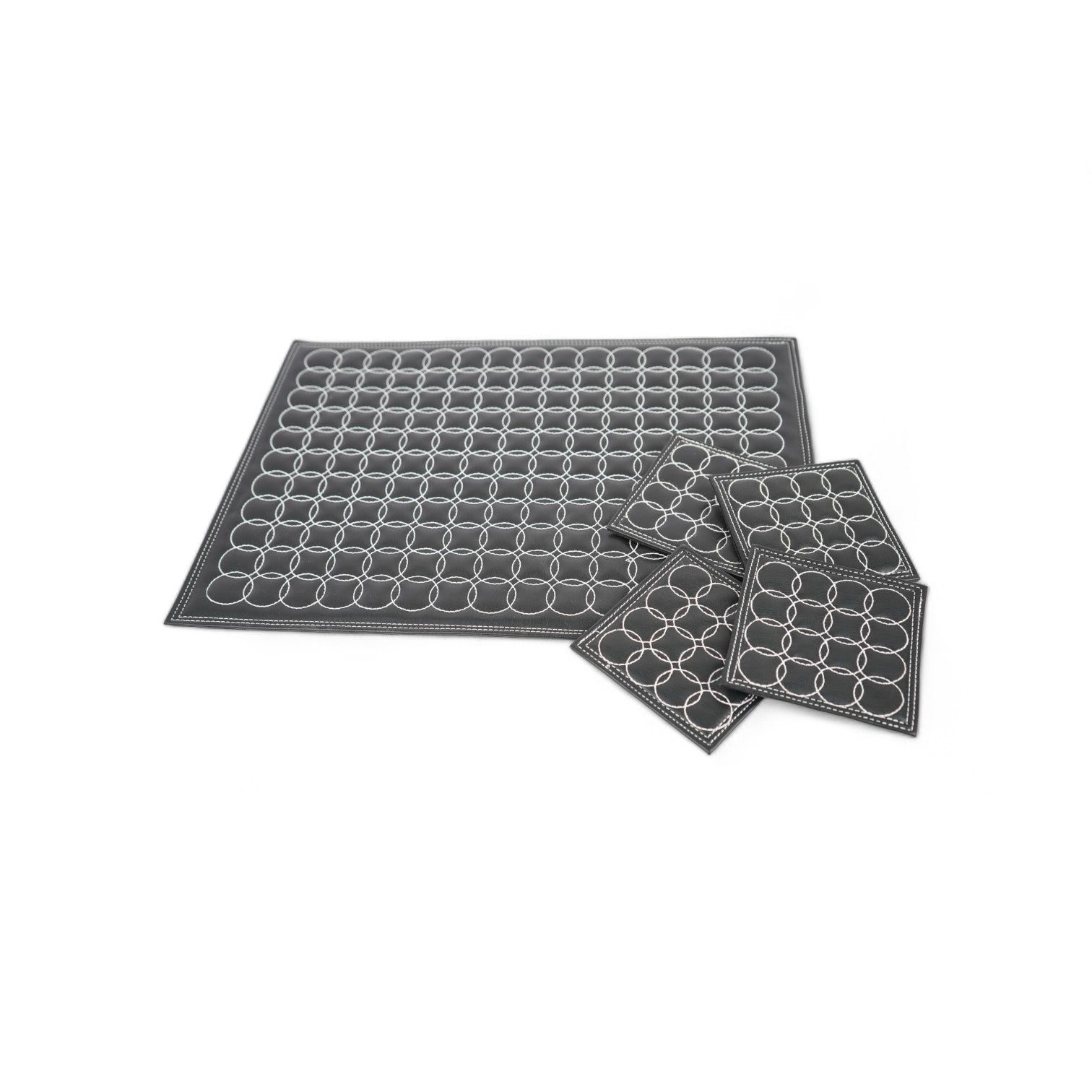 Black Leatherite Placemats Set of Two