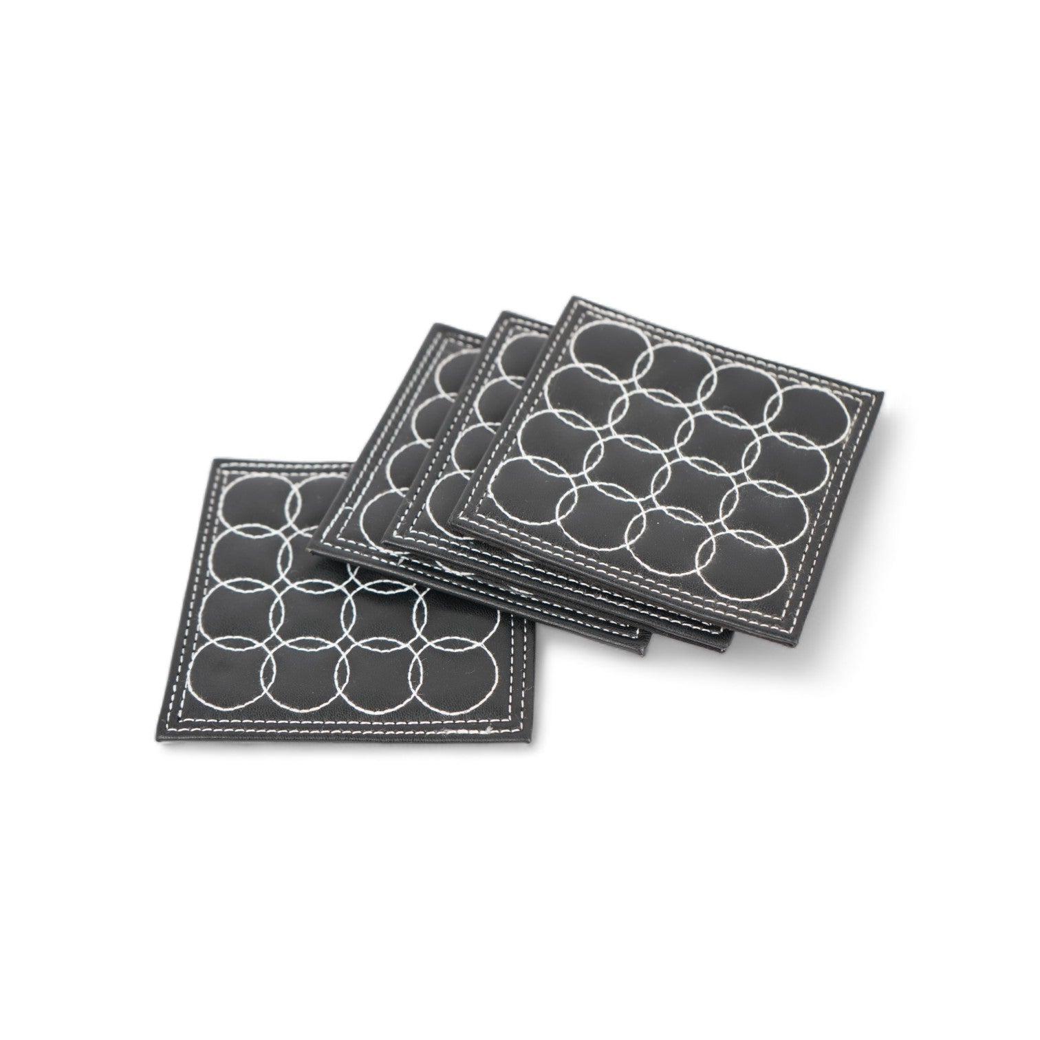 Black Leatherite Coaster Set of Four