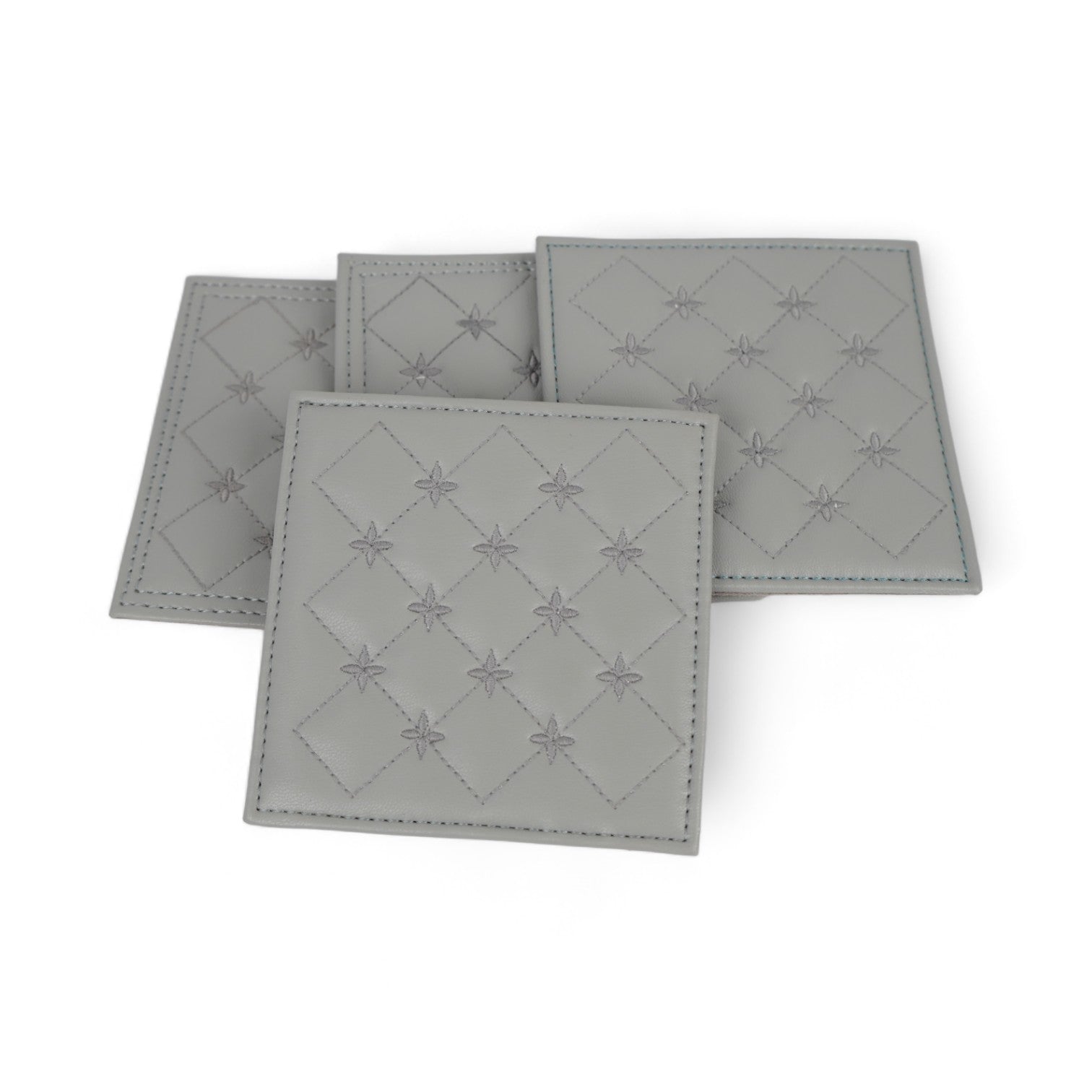 Grey Leatherite Coaster Set of Four