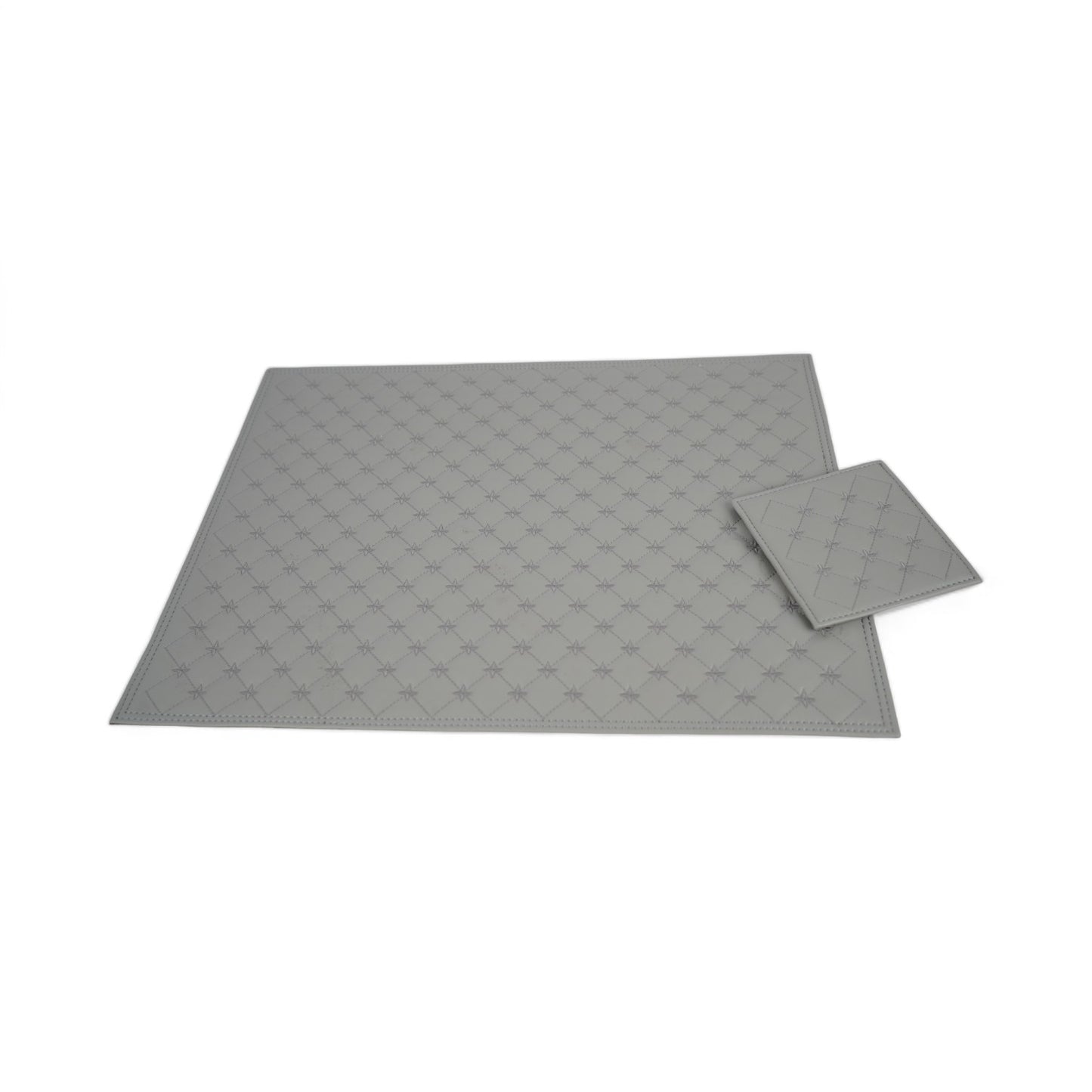 Set of 2 Grey Leatherette Placemat