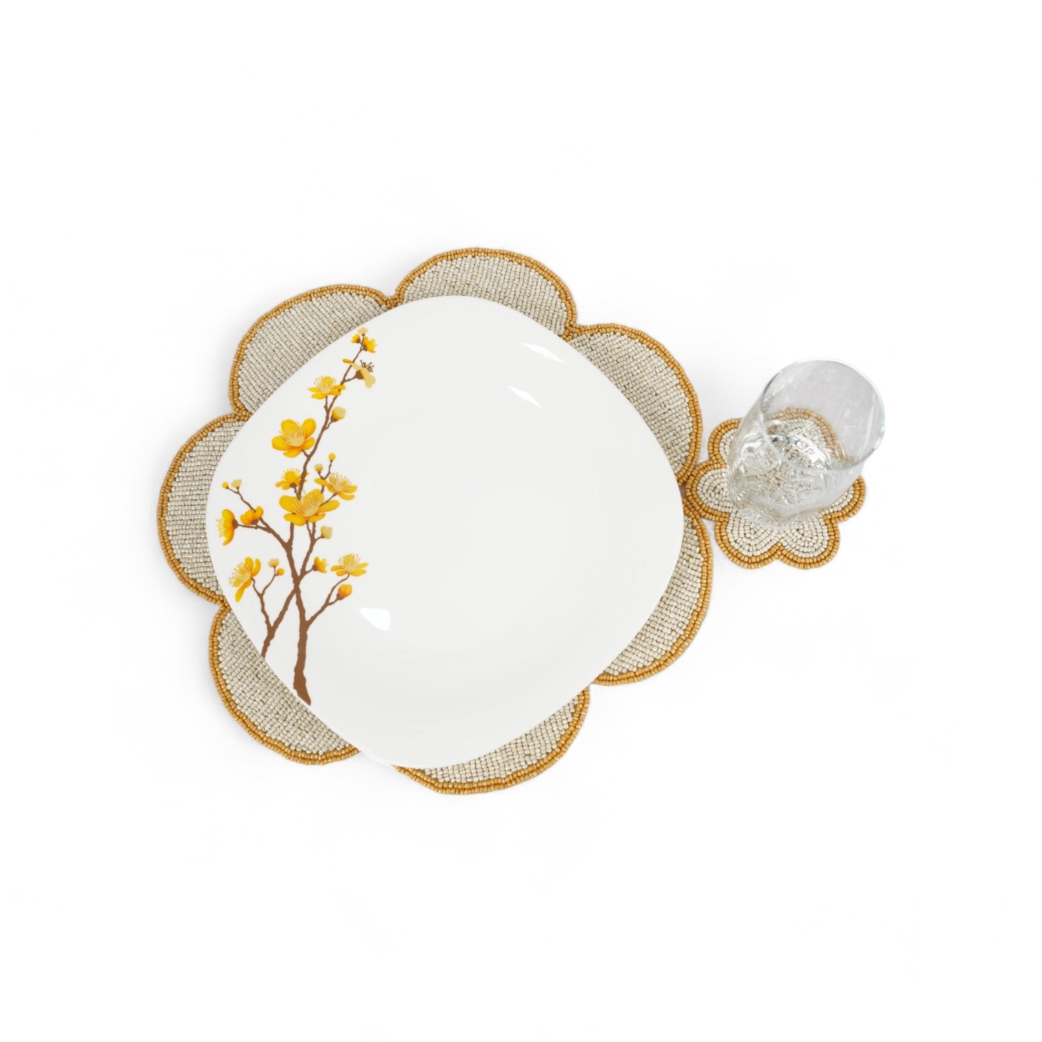 Bead Embroidered Placemats Set of Two