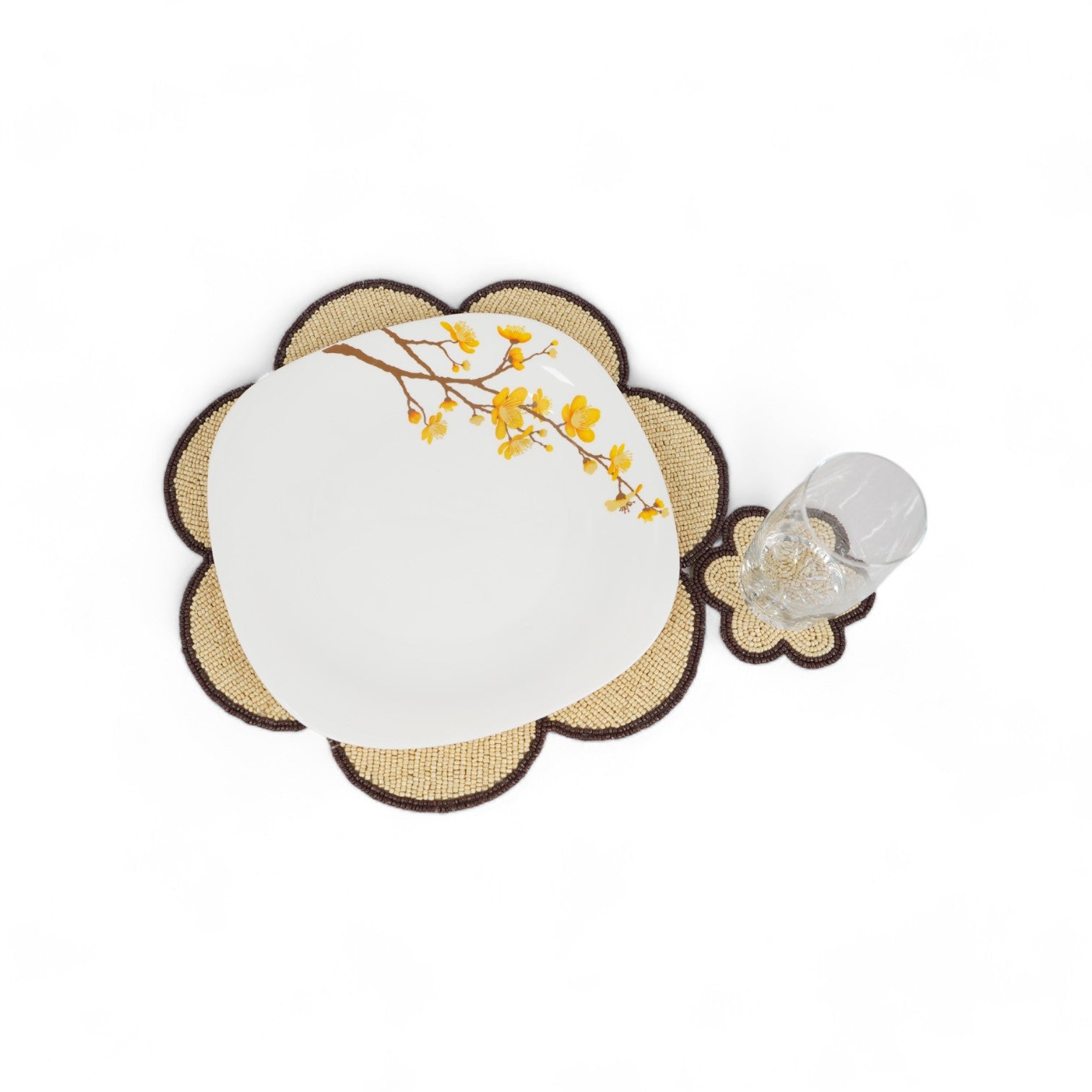 Beaded Embroidered Placemats Set of Two