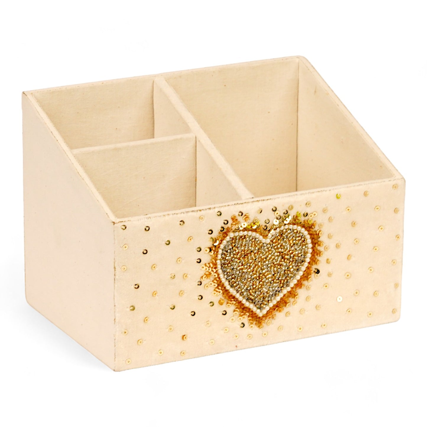 Set of 2 Heart Sequins Stationery Organizer