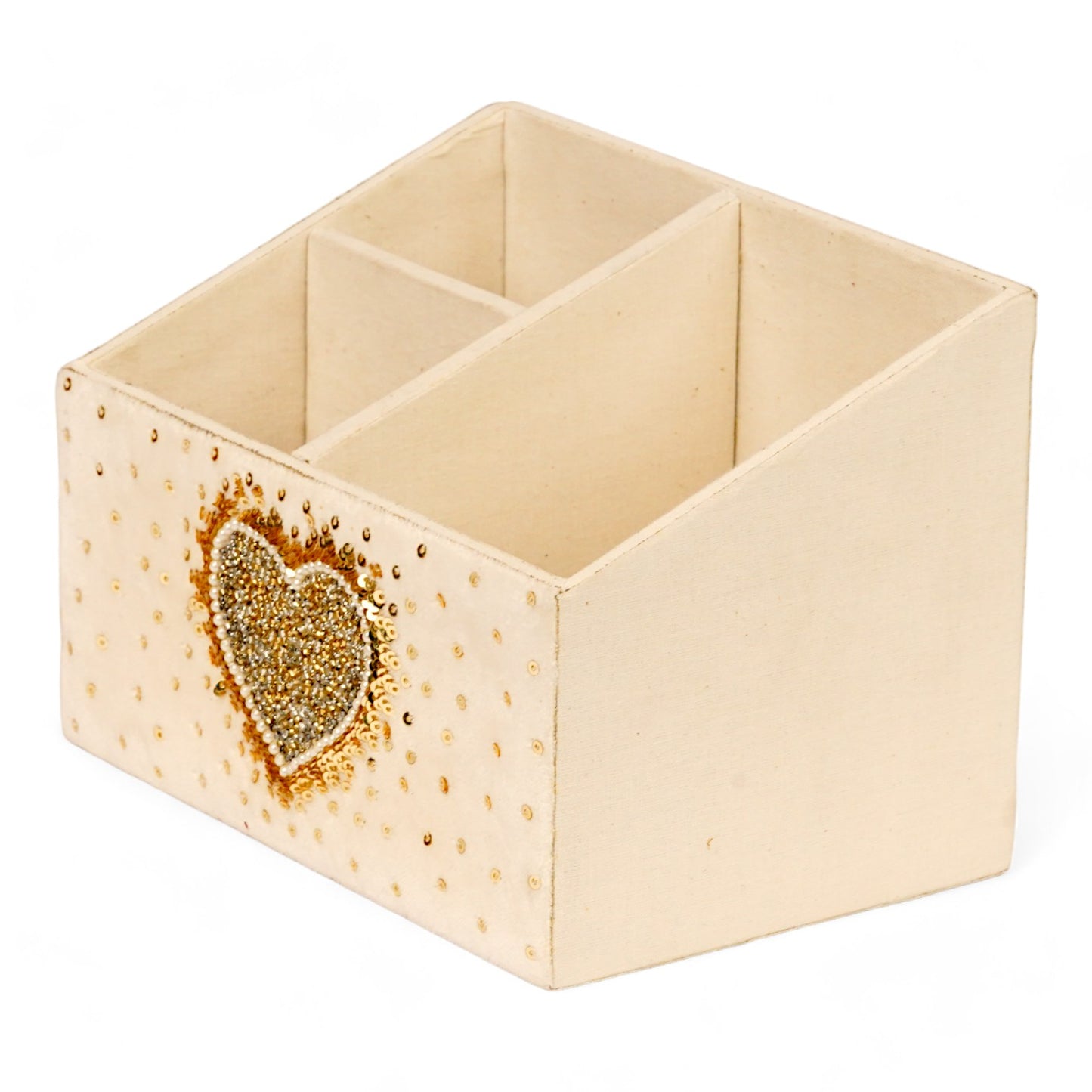 Set of 2 Heart Sequins Stationery Organizer