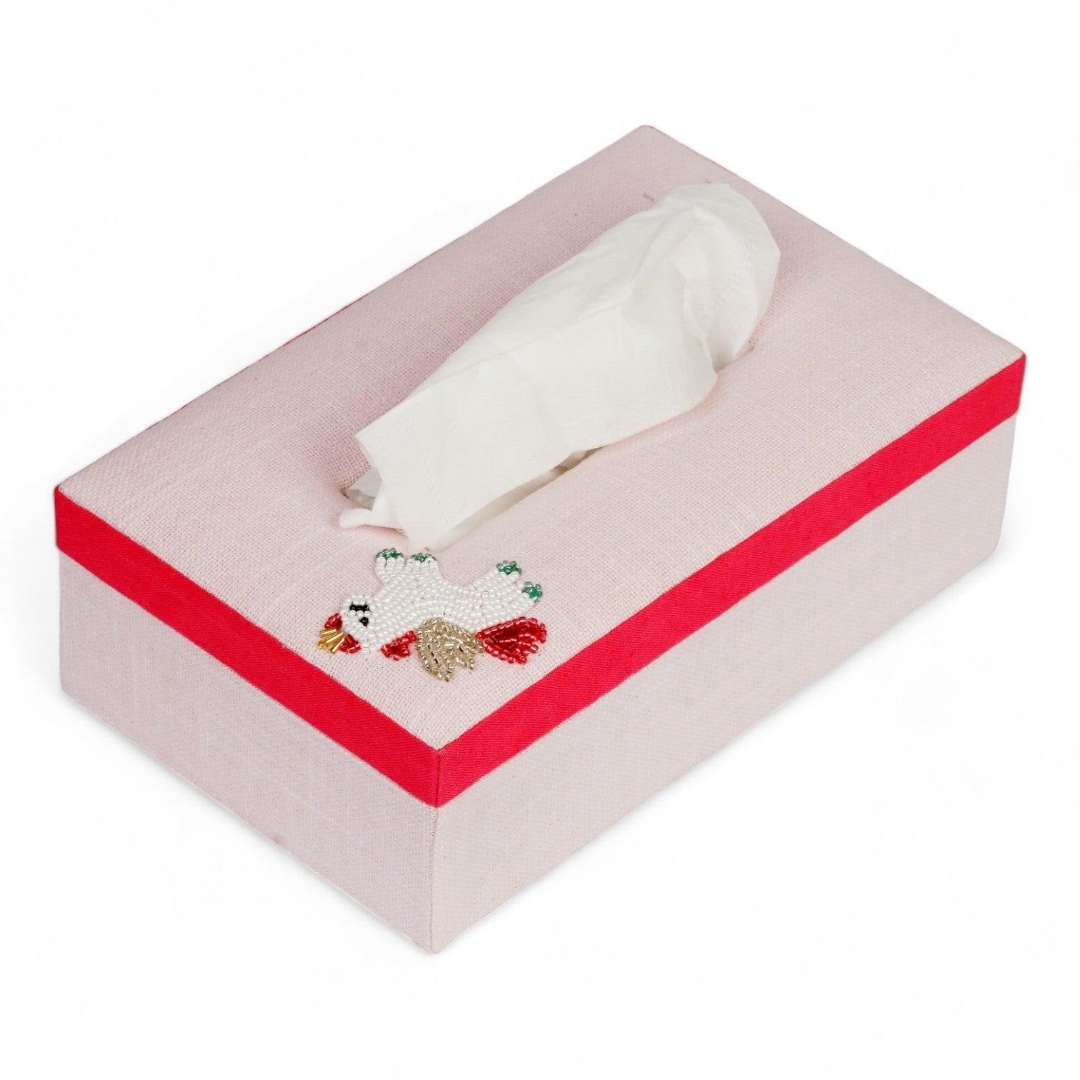 Decorative Tissue Box with Beaded Unicorn Design