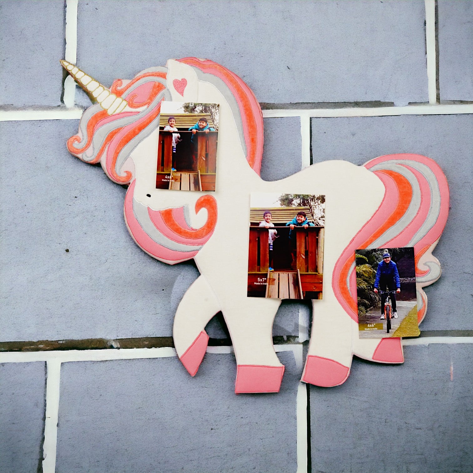 Multicolored Unicorn Shaped Pin Board for Kids