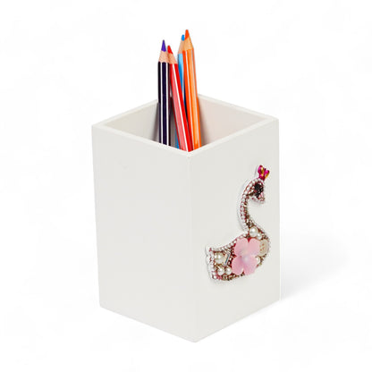 Multicolour Beaded / Pearl Swan Design with Lac Work Pen Holder