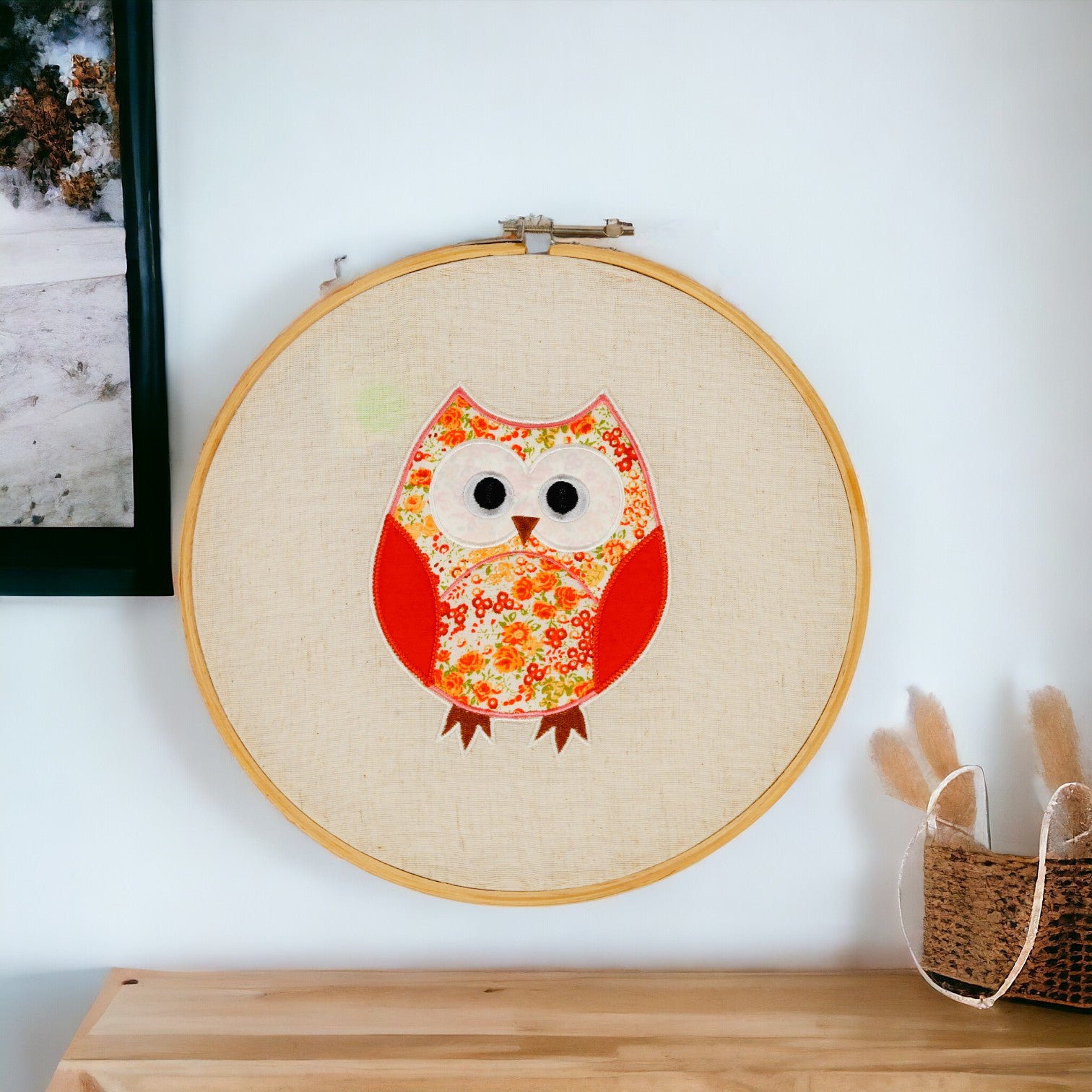 Embroidered Owl Wall Hoop for Kids