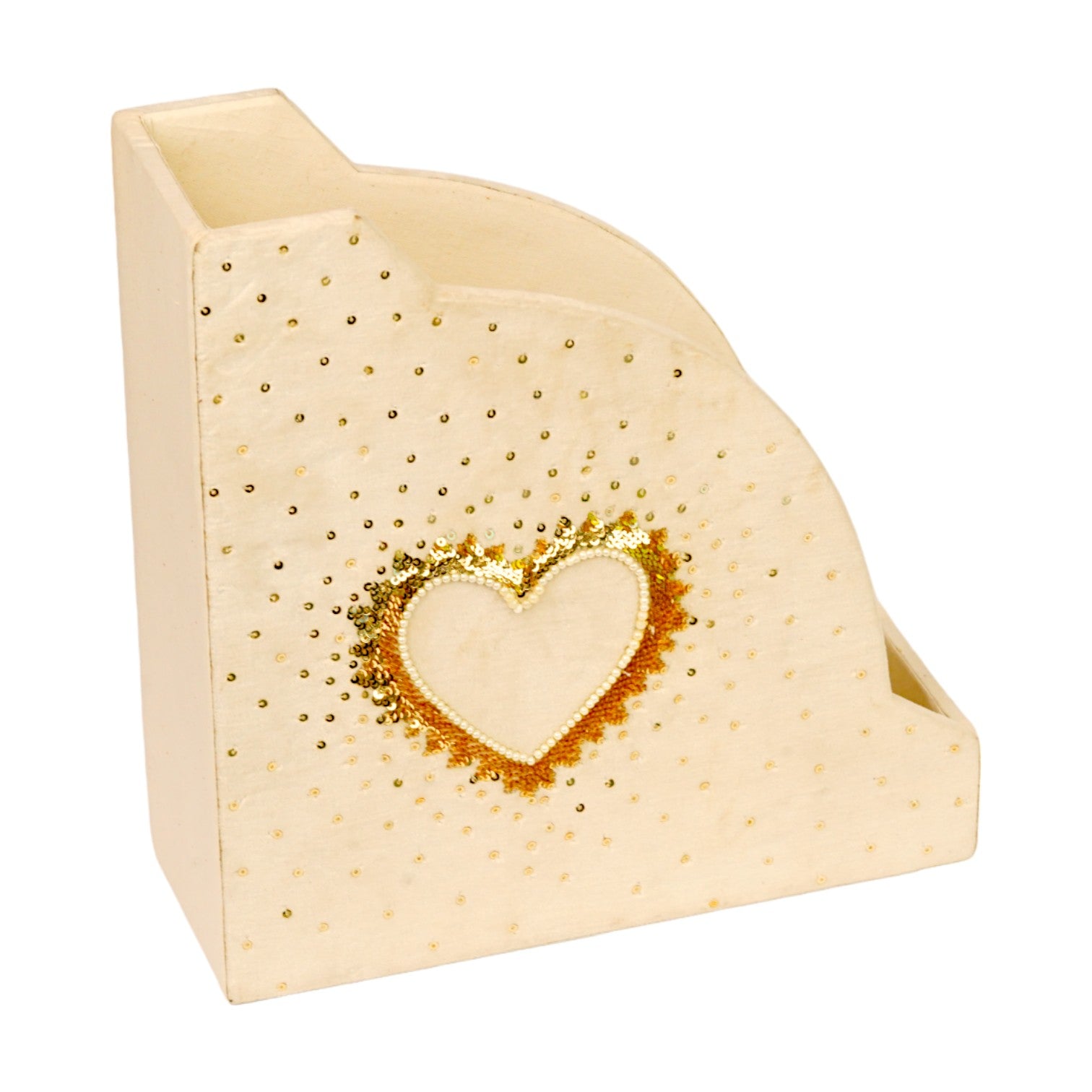 Heart Sequins Design Magazine Holder & Stationery Organizer (Set of 2)