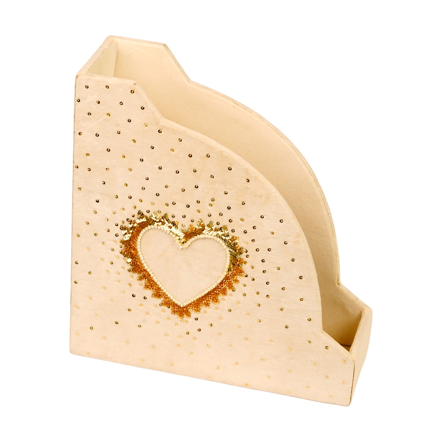 Heart Sequins Design Magazine Holder & Stationery Organizer (Set of 2)