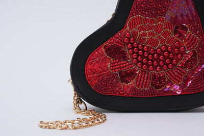 Heart-Shaped Beaded Embroidery Sling Bag for Valentine's Day