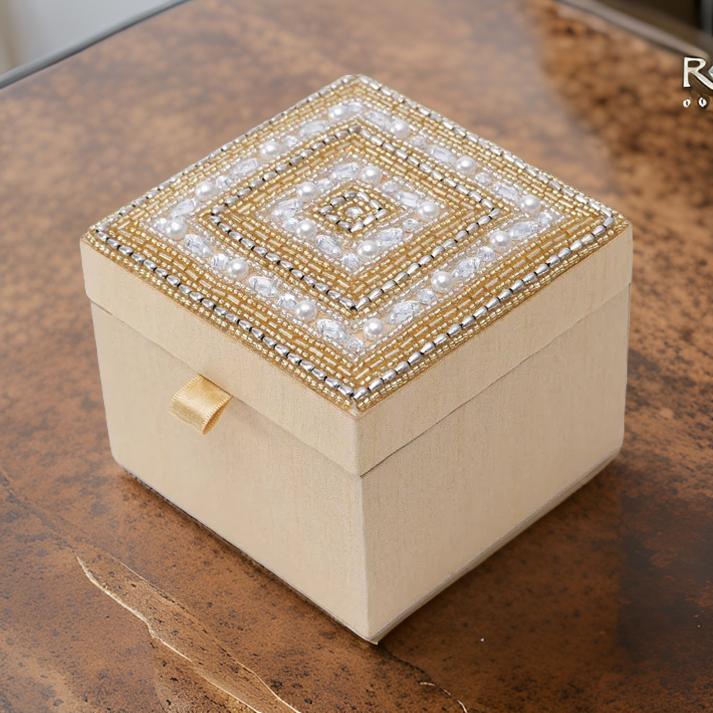  Ivory Embroidered Jewellery Box 